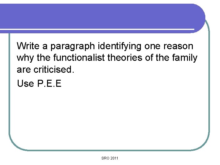 Write a paragraph identifying one reason why the functionalist theories of the family are