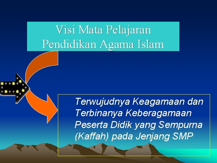 Visi Mata Pelajaran Pendidikan Agama Islam Terwujudnya Keagamaan dan Terbinanya Keberagamaan Peserta Didik yang