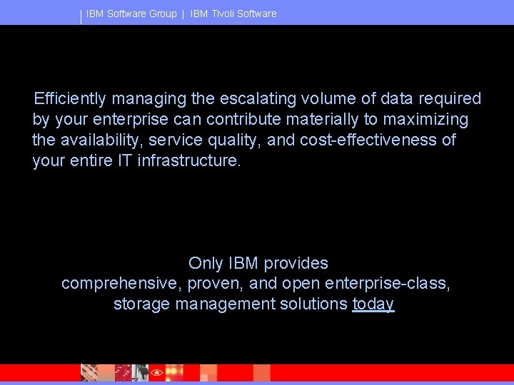 IBM Software Group | IBM Tivoli Software xxx Efficiently managing the escalating volume of