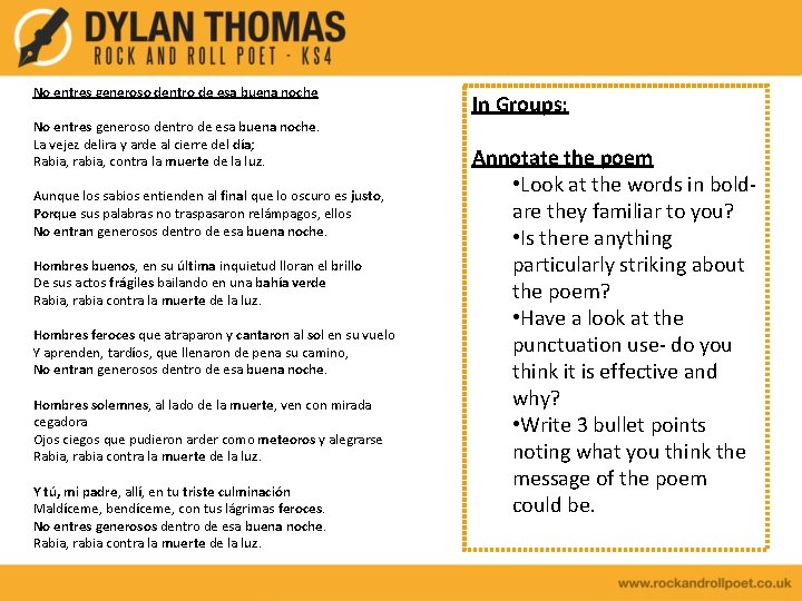 No entres generoso dentro de esa buena noche No entres generoso dentro de esa