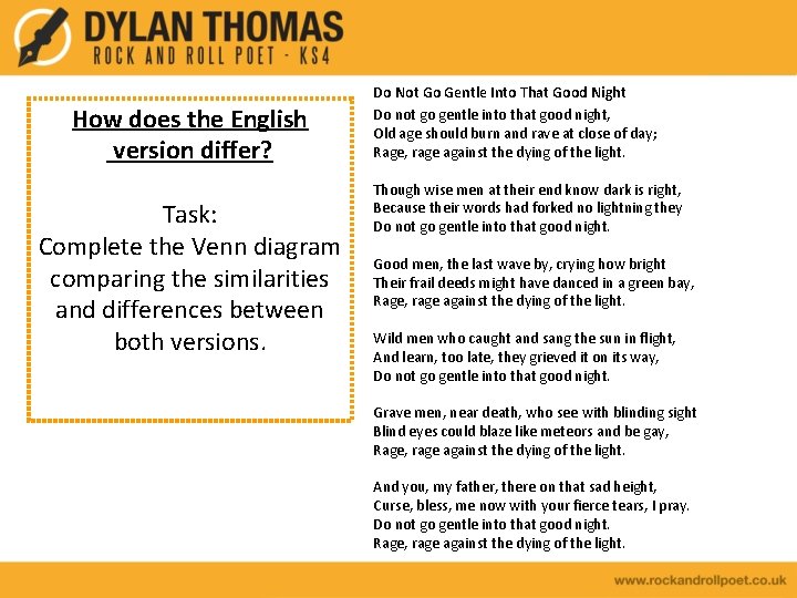 How does the English version differ? Task: Complete the Venn diagram comparing the similarities