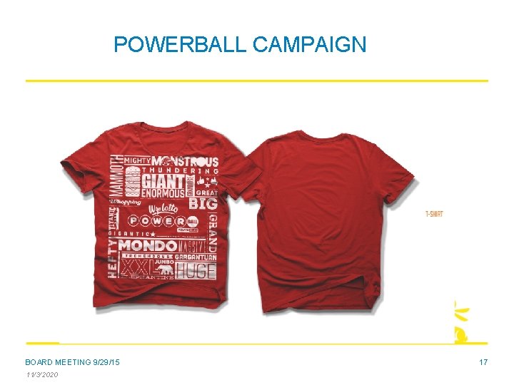 POWERBALL CAMPAIGN BOARD MEETING 9/29/15 11/3/2020 17 