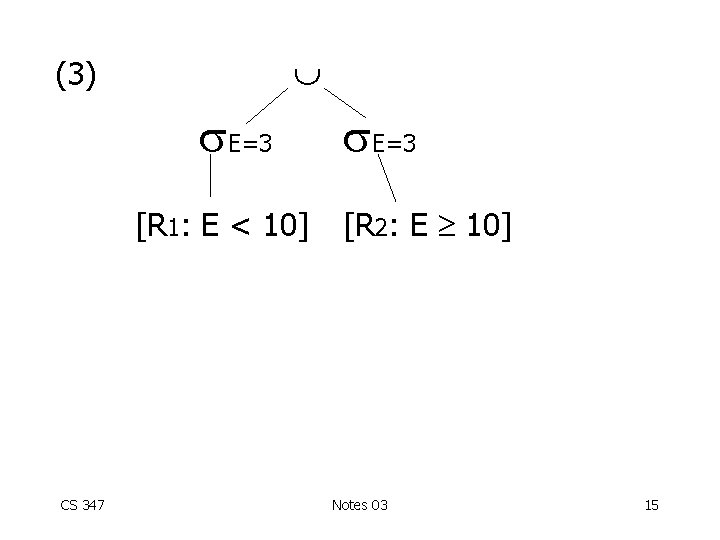  (3) E=3 [R 1: E < 10] CS 347 E=3 [R 2: E