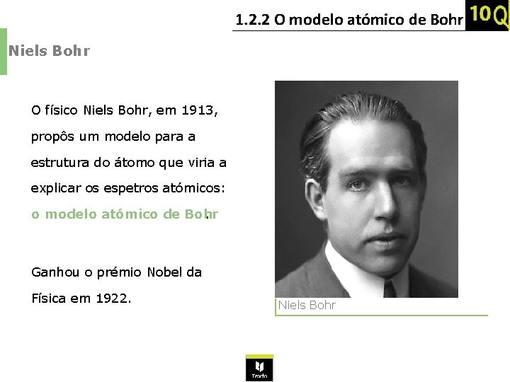 1. 2. 2 O modelo atómico de Bohr Niels Bohr O físico Niels Bohr,