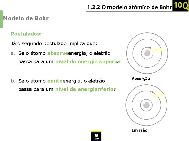 1. 2. 2 O modelo atómico de Bohr Modelo de Bohr Postulados: Já o