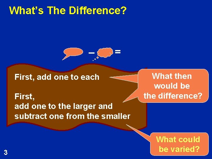 What’s The Difference? – = First, add one to each First, add one to