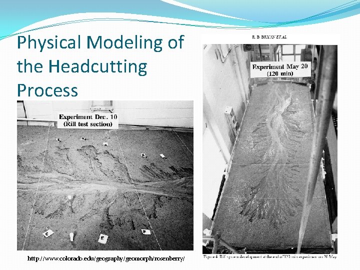 Physical Modeling of the Headcutting Process http: //www. colorado. edu/geography/geomorph/rosenberry/ 