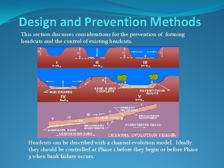 Design and Prevention Methods This section discusses considerations for the prevention of forming headcuts