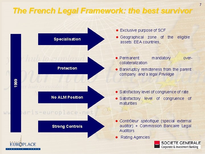 The French Legal Framework: the best survivor l Exclusive purpose of SCF Specialisation l