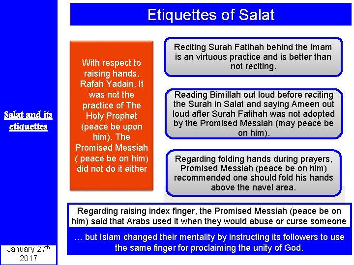 Etiquettes of Salat and its etiquettes With respect to raising hands, Rafah Yadain, It