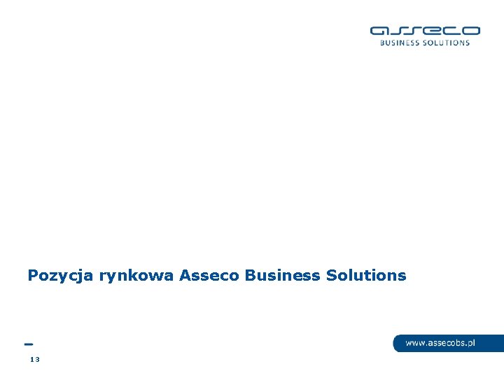 Pozycja rynkowa Asseco Business Solutions 13 