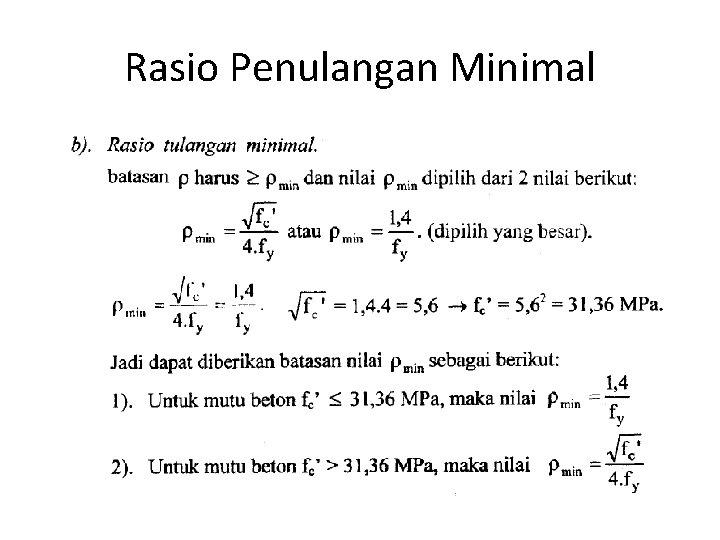 Rasio Penulangan Minimal 
