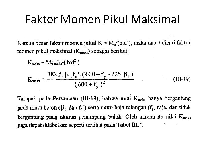 Faktor Momen Pikul Maksimal 