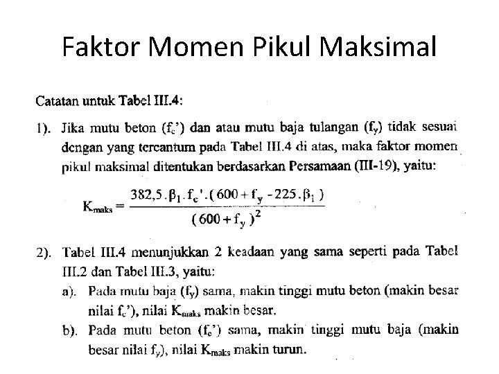 Faktor Momen Pikul Maksimal 