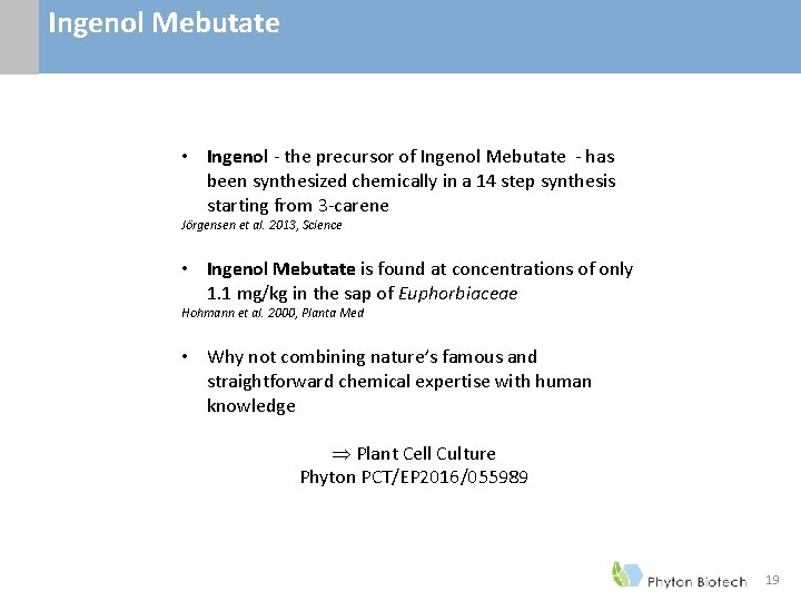Ingenol Mebutate • Ingenol - the precursor of Ingenol Mebutate - has been synthesized Ingenol Mebutate • Ingenol - the precursor of Ingenol Mebutate - has been synthesized