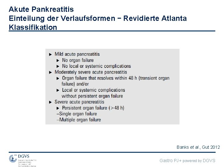 Akute Pankreatitis Einteilung der Verlaufsformen – Revidierte Atlanta Klassifikation Banks et al. , Gut