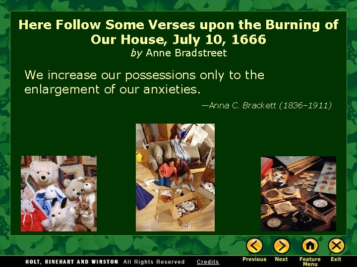 Here Follow Some Verses upon the Burning of Our House, July 10, 1666 by