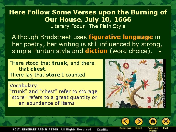 Here Follow Some Verses upon the Burning of Our House, July 10, 1666 Literary