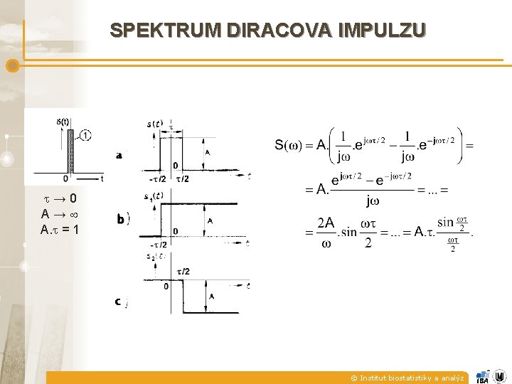 SPEKTRUM DIRACOVA IMPULZU → 0 A→ A. = 1 © Institut biostatistiky a analýz