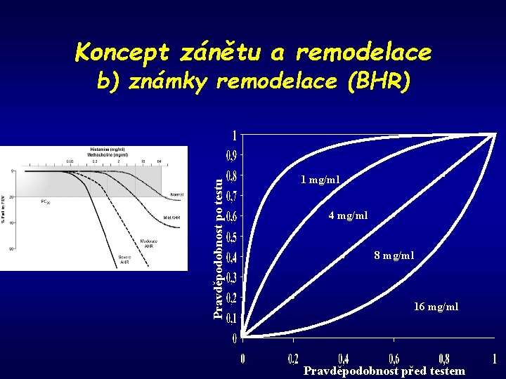 Koncept zánětu a remodelace Pravděpodobnost po testu b) známky remodelace (BHR) 1 mg/ml 4