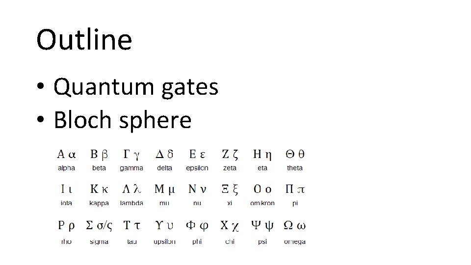 Outline • Quantum gates • Bloch sphere 