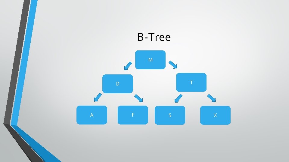 B-Tree M T D A F S X 