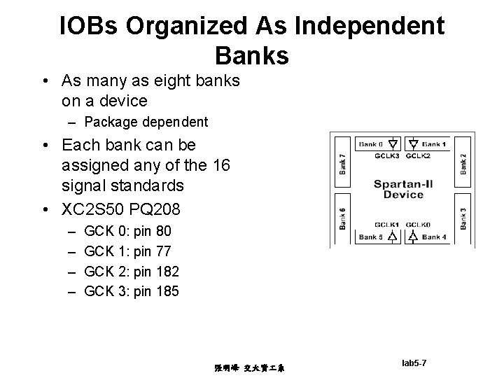 IOBs Organized As Independent Banks • As many as eight banks on a device