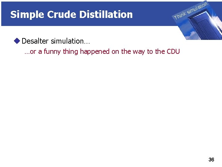 Simple Crude Distillation THINK on ti SIMULATION ula nk i h T sim u