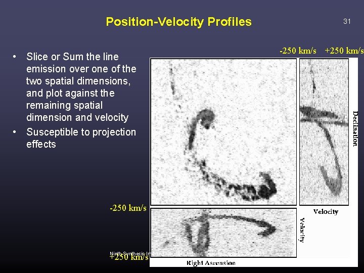 Position-Velocity Profiles • Slice or Sum the line emission over one of the two