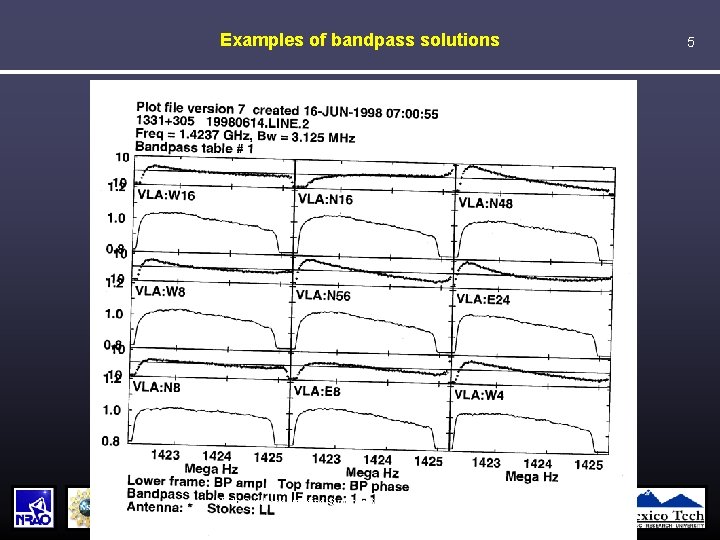 Examples of bandpass solutions Ninth Synthesis Imaging Summer School, Socorro, June 15 -22, 2004