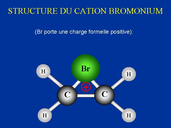STRUCTURE DU CATION BROMONIUM (Br porte une charge formelle positive): Br H C H