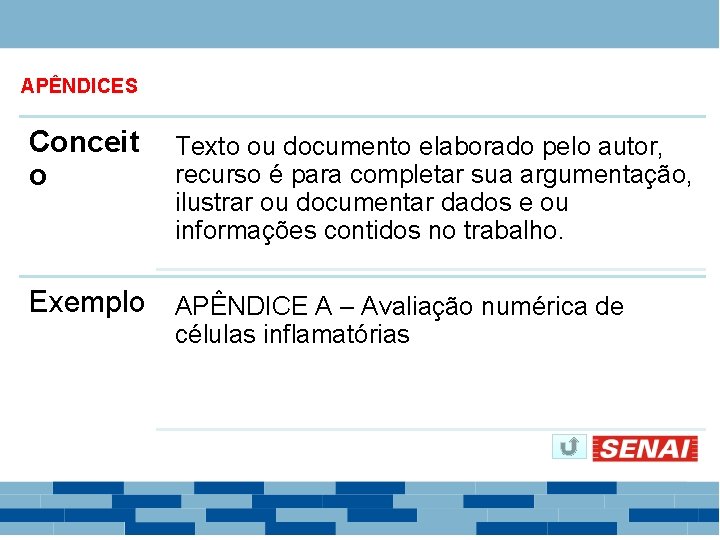 APÊNDICES Conceit o Texto ou documento elaborado pelo autor, recurso é para completar sua