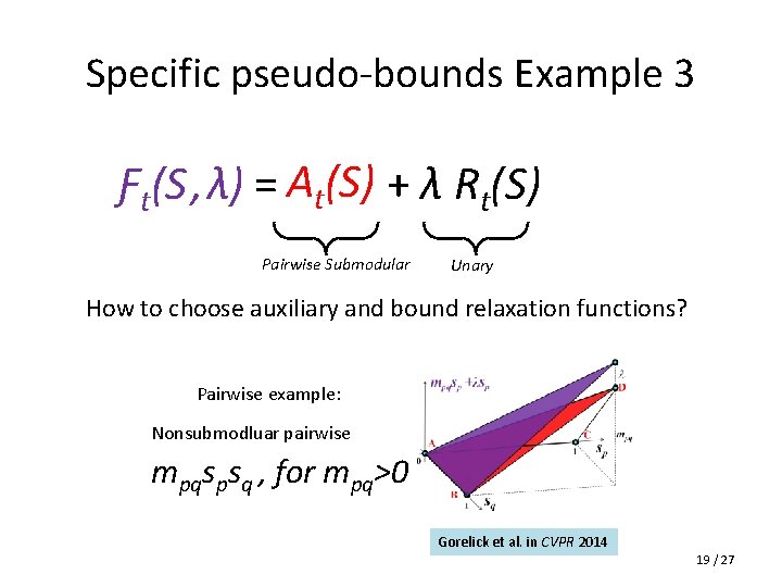 Specific pseudo-bounds Example 3 Ƒt(S , λ) = At(S) + λ Rt(S) Pairwise Submodular