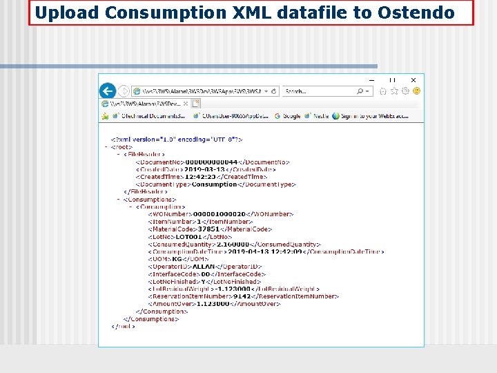 Upload Consumption XML datafile to Ostendo 