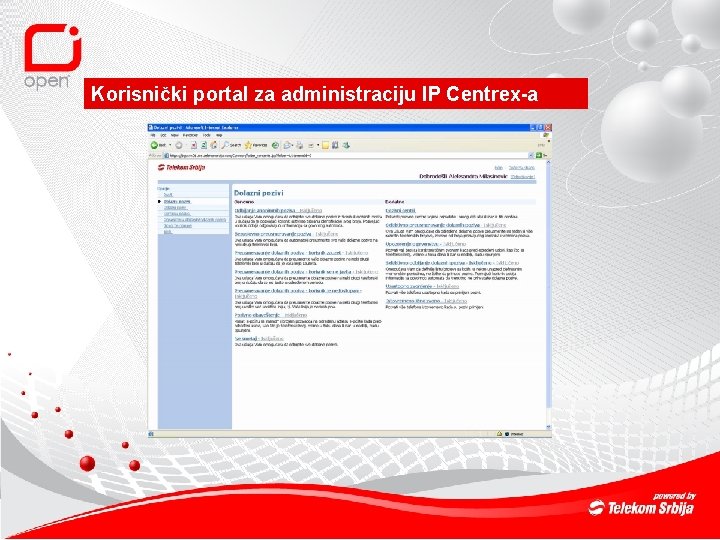 Korisnički portal za administraciju IP Centrex-a 