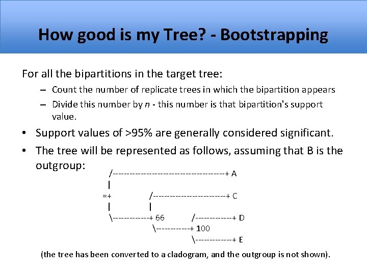 How good is my Tree? - Bootstrapping For all the bipartitions in the target