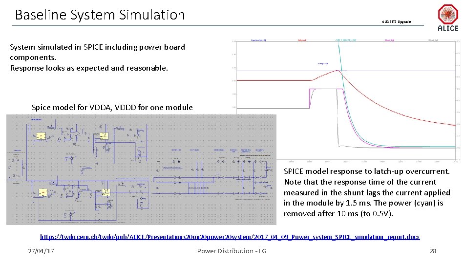 Baseline System Simulation ALICE ITS Upgrade System simulated in SPICE including power board components.