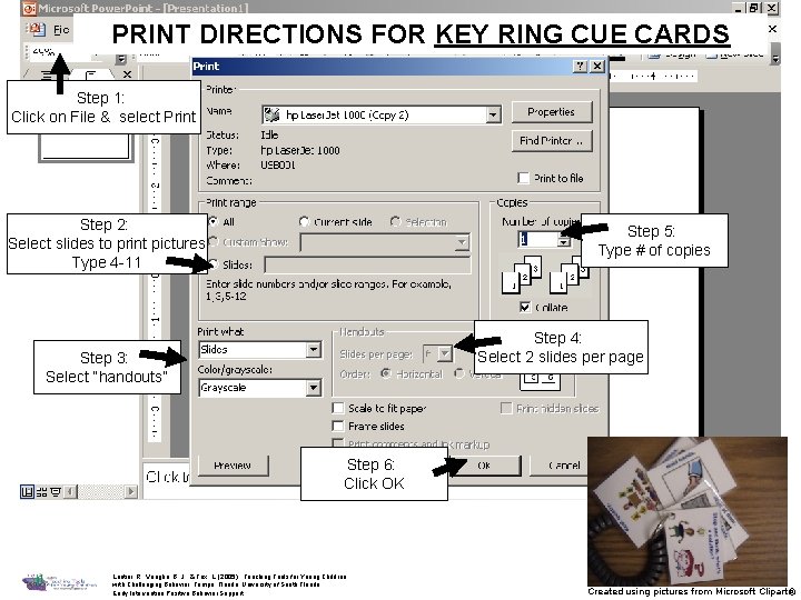PRINT DIRECTIONS FOR KEY RING CUE CARDS Step 1: Click on File & select