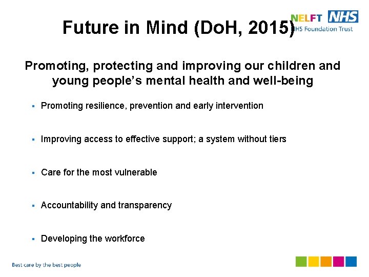 Future in Mind (Do. H, 2015) Promoting, protecting and improving our children and young