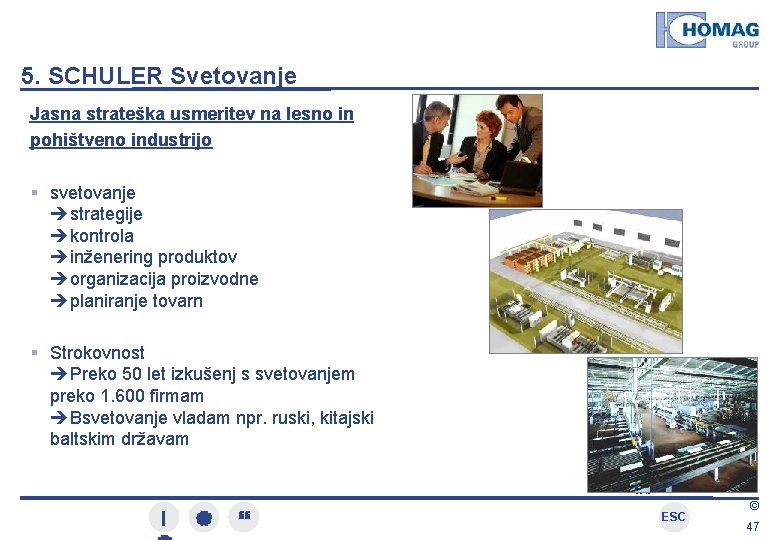 5. SCHULER Svetovanje Jasna strateška usmeritev na lesno in pohištveno industrijo svetovanje strategije kontrola