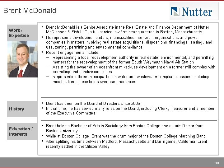 Brent Mc. Donald Work / Expertise ▪ ▪ ▪ History Education / Interests Brent