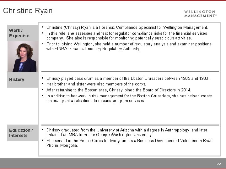 Christine Ryan Work / Expertise ▪ ▪ ▪ History Education / Interests Christine (Chrissy)