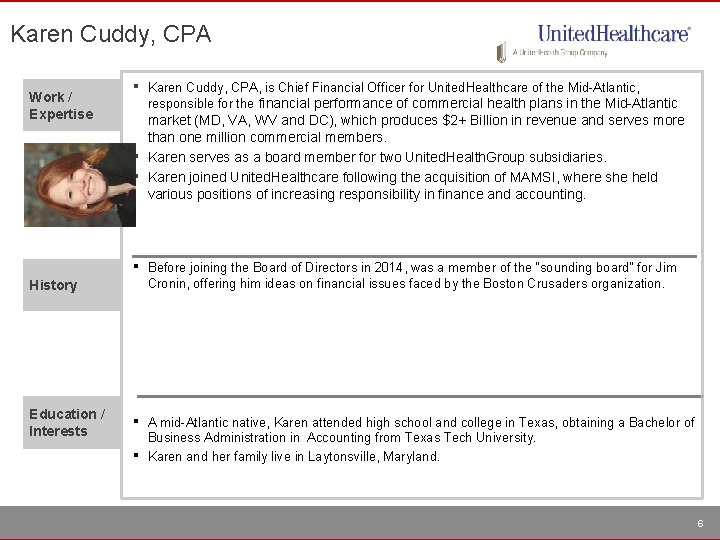 Karen Cuddy, CPA Work / Expertise ▪ ▪ ▪ market (MD, VA, WV and