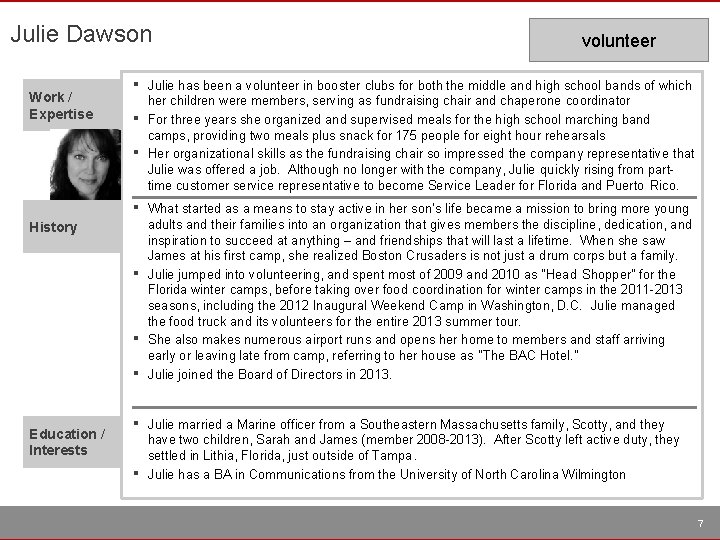 Julie Dawson Work / Expertise ▪ ▪ History ▪ ▪ ▪ Education / Interests