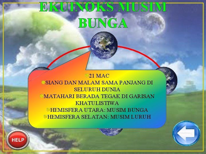 EKUINOKS MUSIM BUNGA 21 MAC SIANG DAN MALAM SAMA PANJANG DI SELURUH DUNIA MATAHARI