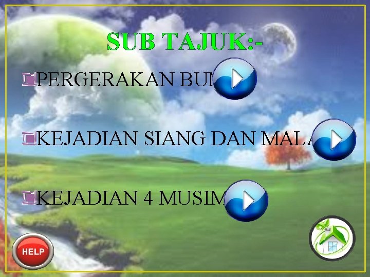 SUB TAJUK: PERGERAKAN BUMI KEJADIAN SIANG DAN MALAM KEJADIAN 4 MUSIM 