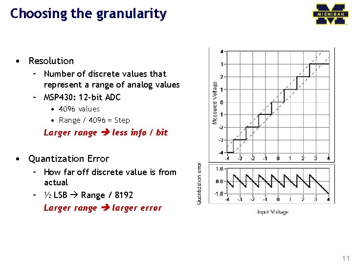 Choosing the granularity • Resolution – Number of discrete values that represent a range