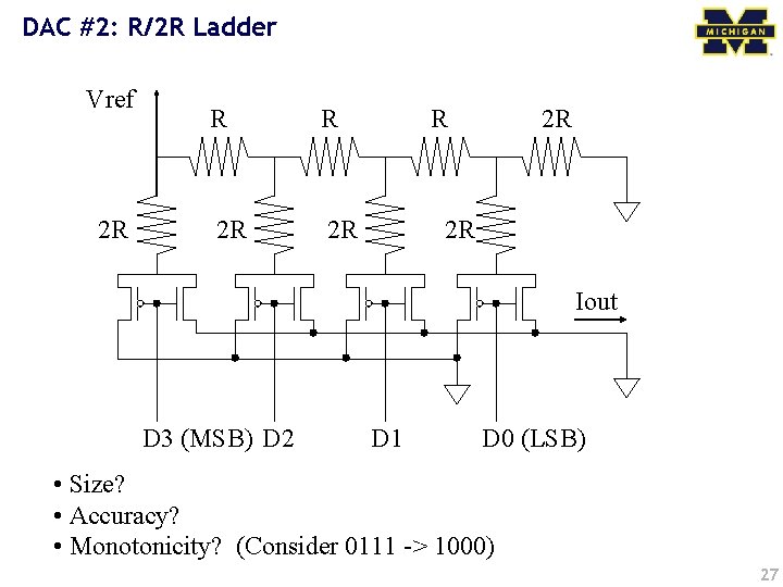 DAC #2: R/2 R Ladder Vref 2 R R R 2 R 2 R