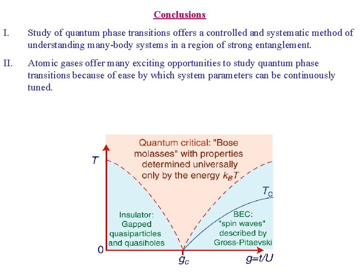 Conclusions I. Study of quantum phase transitions offers a controlled and systematic method of