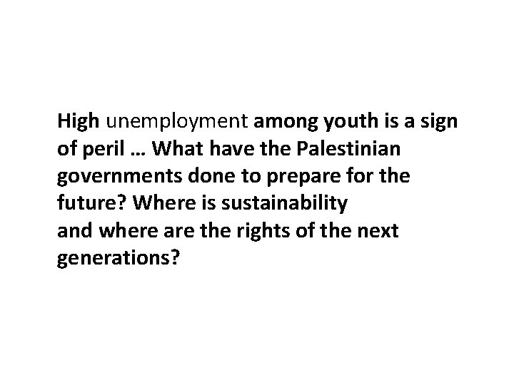 High unemployment among youth is a sign of peril … What have the Palestinian